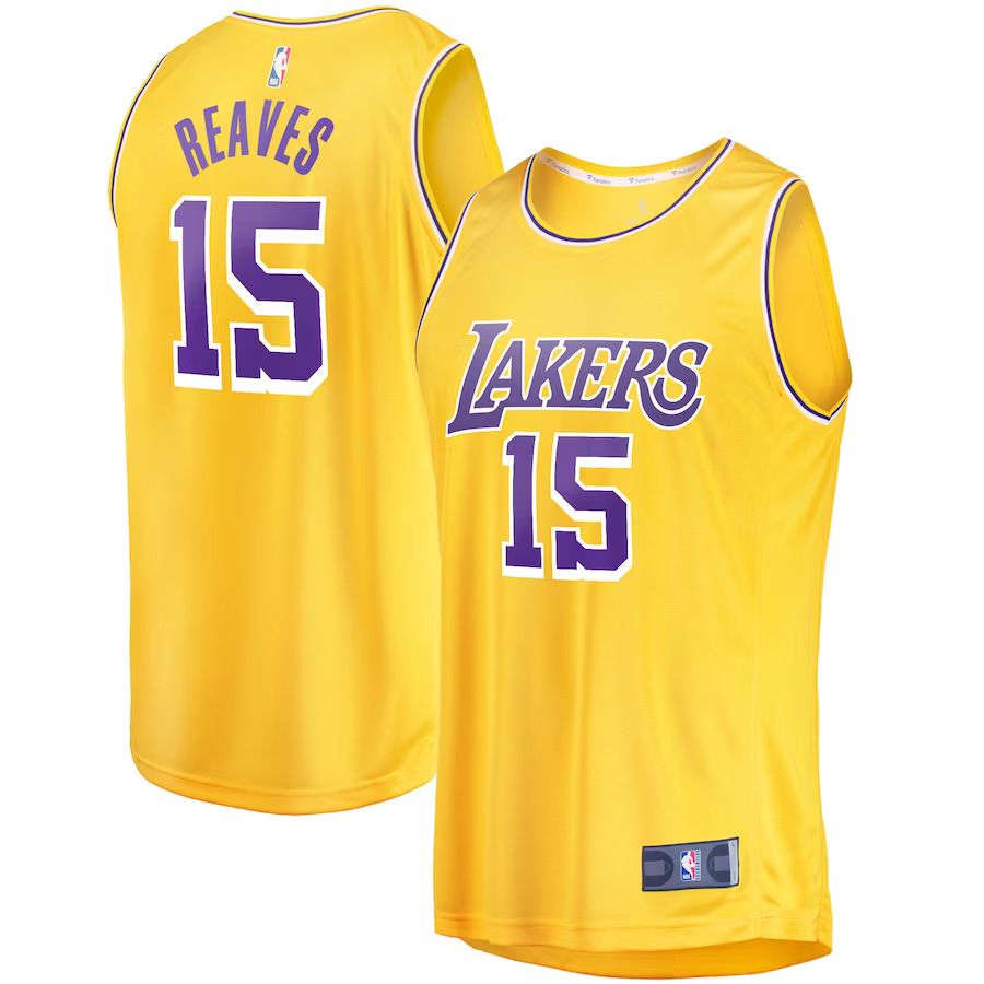 Men Los Angeles Lakers 15 Austin Reaves Fanatics Branded Gold Fast Break Player NBA Jersey